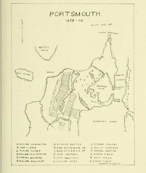 Map of Portsmouth between the years 1638-1642