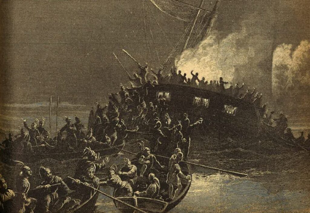 Illustration of the Burning of the HMS Gaspee