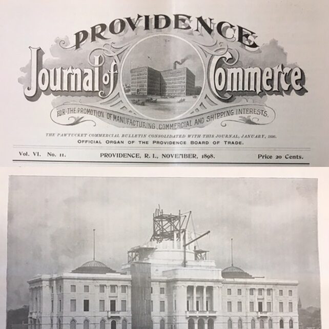 Logo of Providence Journal of Commerce featuring the building of the State House