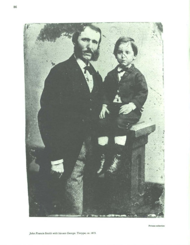 John Francis Smith with his son George. Tintype ca. 1875.