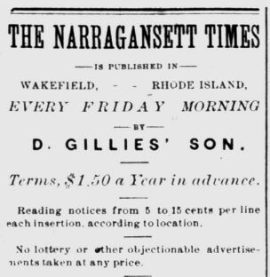 Subscription advertisement for the Narragansett Times