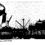 Screenshot of a photo of the blimp Los Angeles snugged up to the mooring mast on the USS Patoka