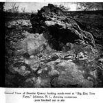 General view of Steatite Quarry looking southwest at "Big Elm Tree Farm", Johnston, RI. Showing numerous pots blocked out in situ.