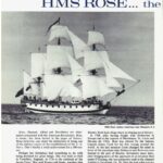 First page of the article, featuring a painting of the HMS Rose