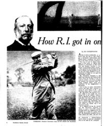 First page of the article, featuring photos of pioneering golfers Theodore Haventyer (top) and the choleric Mr. Macdonald