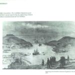 Engraving of Japanese Naval capture of Port Arthur in China, made in 1895.