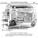 Illustration of the interior of the Providence Athenaeum