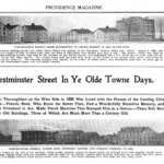 Title of the article and illustration of Westminster St, in 1825- South Side and Westminster St. in 1825- North Side.