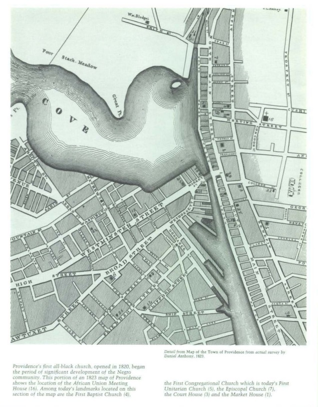 Detail from Map of the Town of Providence from actual survey by Daniel Anthony, 1823