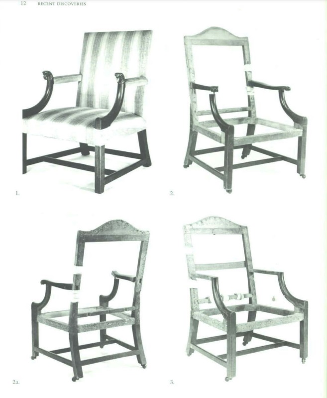 4 mahogany arm chairs made in Newport