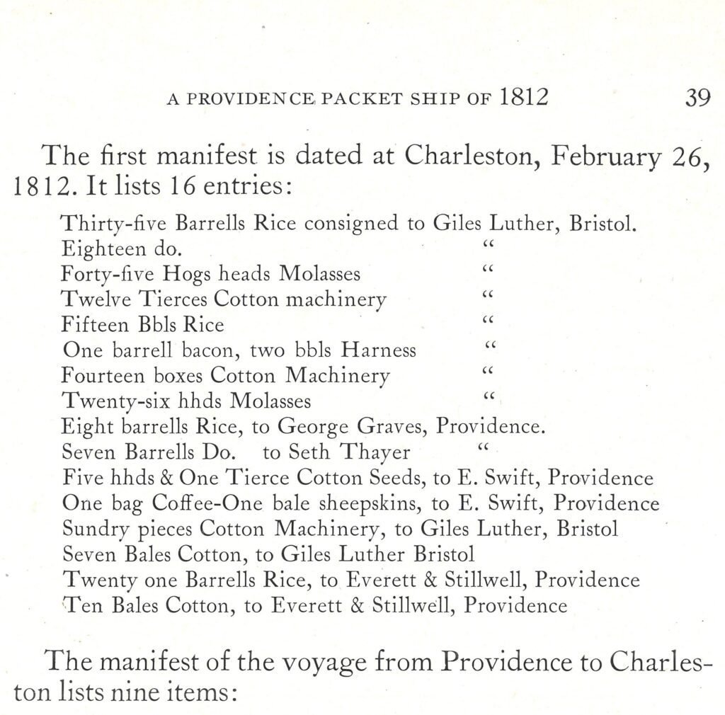 February 26, 1812 Manifest of the ship Rising States. It lists 16 entries