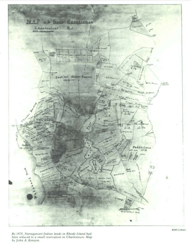 Map of Narragansett Reservation in Charlestown circa 1878