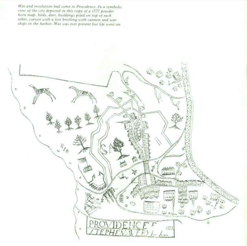 1777 powder horn map of Providence