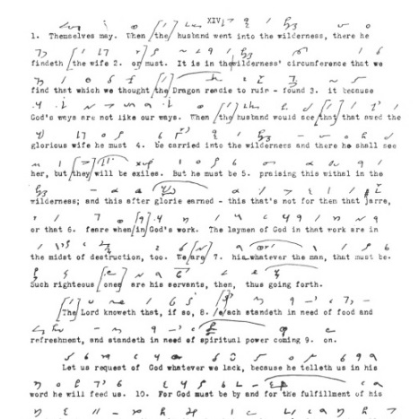 Excerpt from the book, featuring a transcription of shorthand