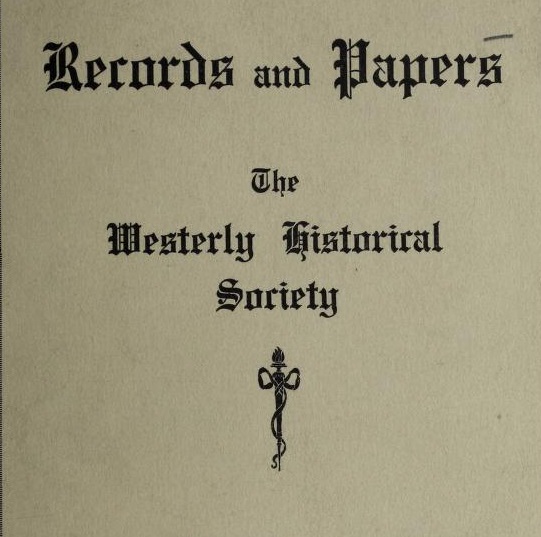 Title page of the Records and Papers of the Westerly Historical Society
