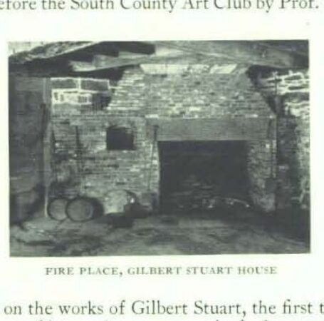 First page of the article, including a photo of the fireplace at the Gilbert Stuart House