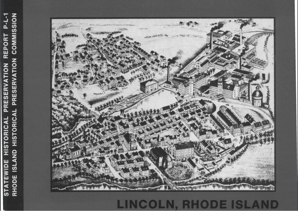 Cover of the report, featuring Birds Eye View of Lonsdale, Rhode Island 1888