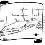 Map of the Long Island Sounds, lines radiating from Block Island