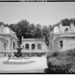 Black and white photo of the Newport Mansion the Elms
