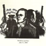 Illustration of Hamilton and Burr at the start of their duel