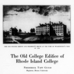 Title of article and illustration of the Old College Edifice and President’s House at the time of Washington’s visit in 1790.