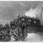 Black and white illustration of the burning of the schooner HMS Gaspee