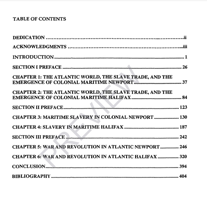 Table of contents for dissertation