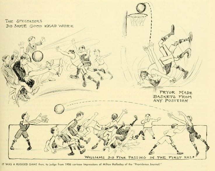 It was a rugged game then, to judge from 1906 cartoon impressions of Milton Halladay of the "Providence Journal."