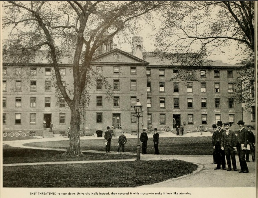 They threatened to tear down University Hall; instead they covered it with stucco- to make it look like Manning.