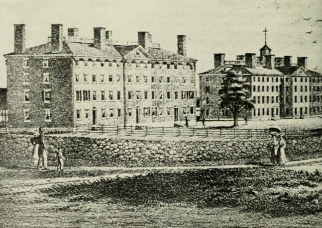 The earliest print of Hope College, when it was Brown's "other edifice."