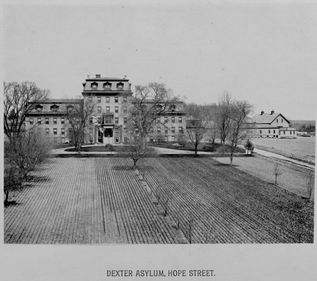 Black and white photograph of Dexter Asylum