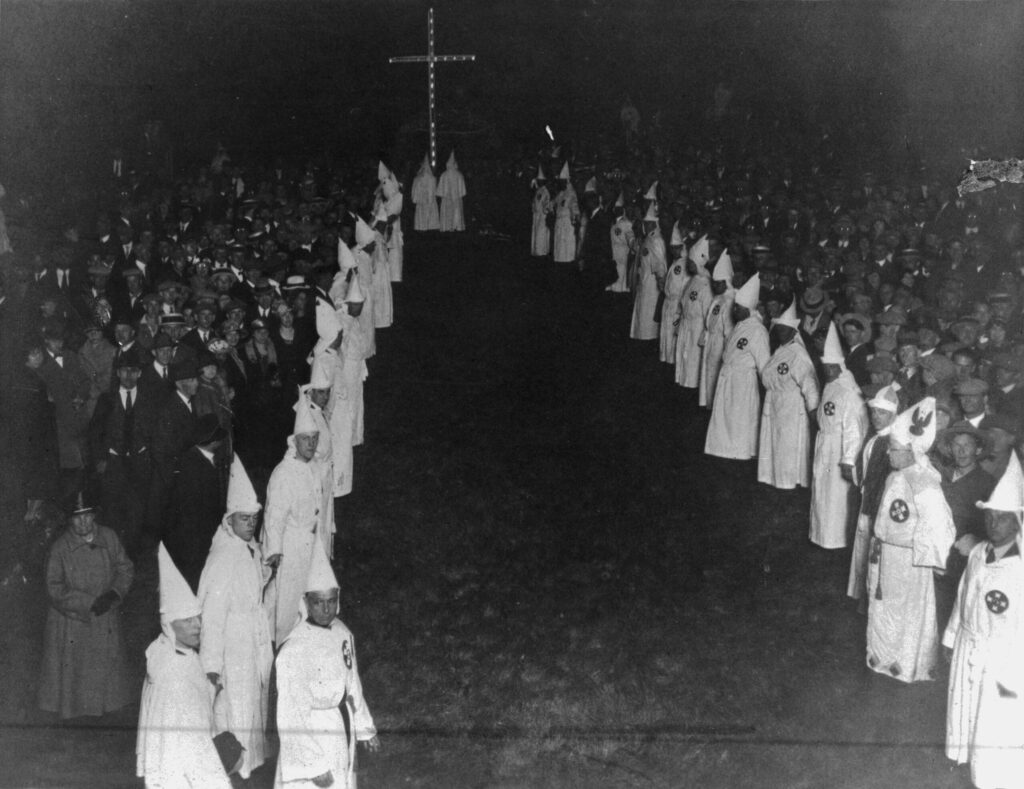 Nighttime Klan rally in Georgiaville, Smithfield, 1927