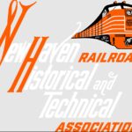 Logo of the New Haven Railroad Historical and Technical Association with a drawing of an orange train engine.