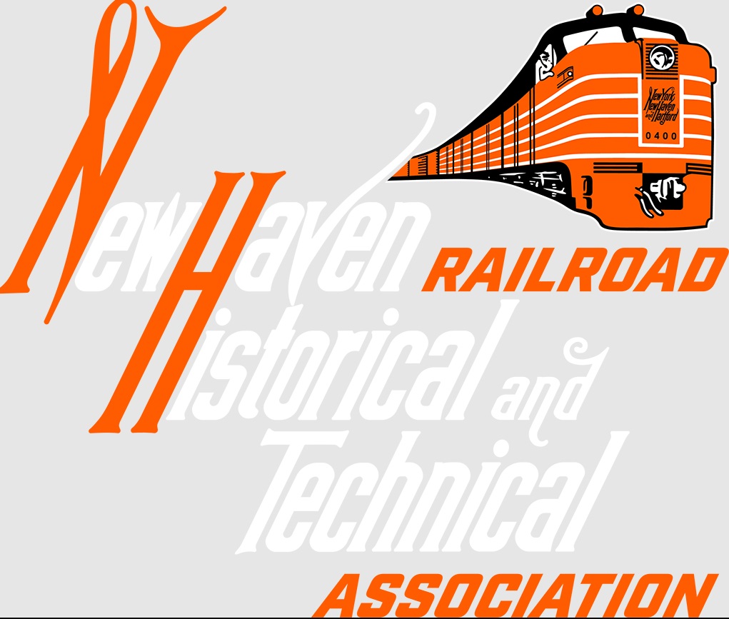 Logo of the New Haven Railroad Historical and Technical Association with a drawing of an orange train engine.