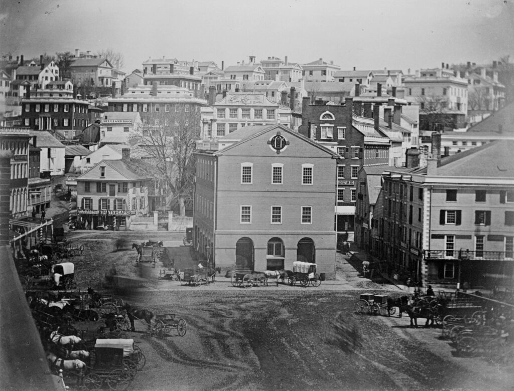 Photograph of an image of Market Square from the article