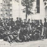 Black and white photograph of the Newport Artillery Company, c.1880, taken from article