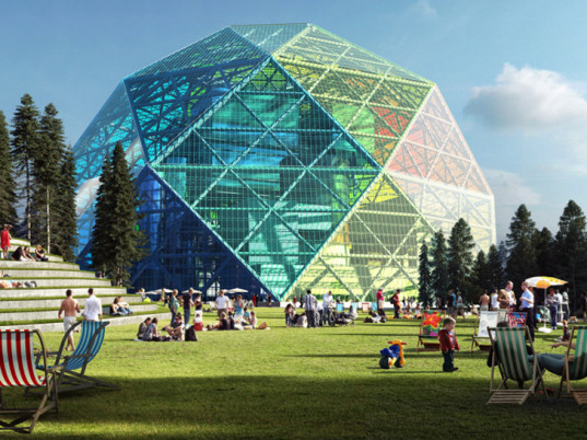 BIG Unveils a Luminescent Geodesic Dome Power Plant, and it's also a Public Park