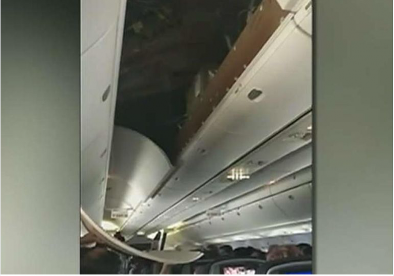 United Plane S Interior Ceiling Panel Fell After A Hard