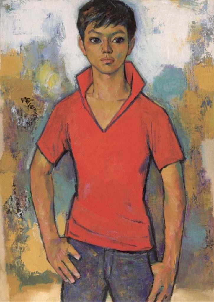 席德進的油畫作品「紅衣少年」。