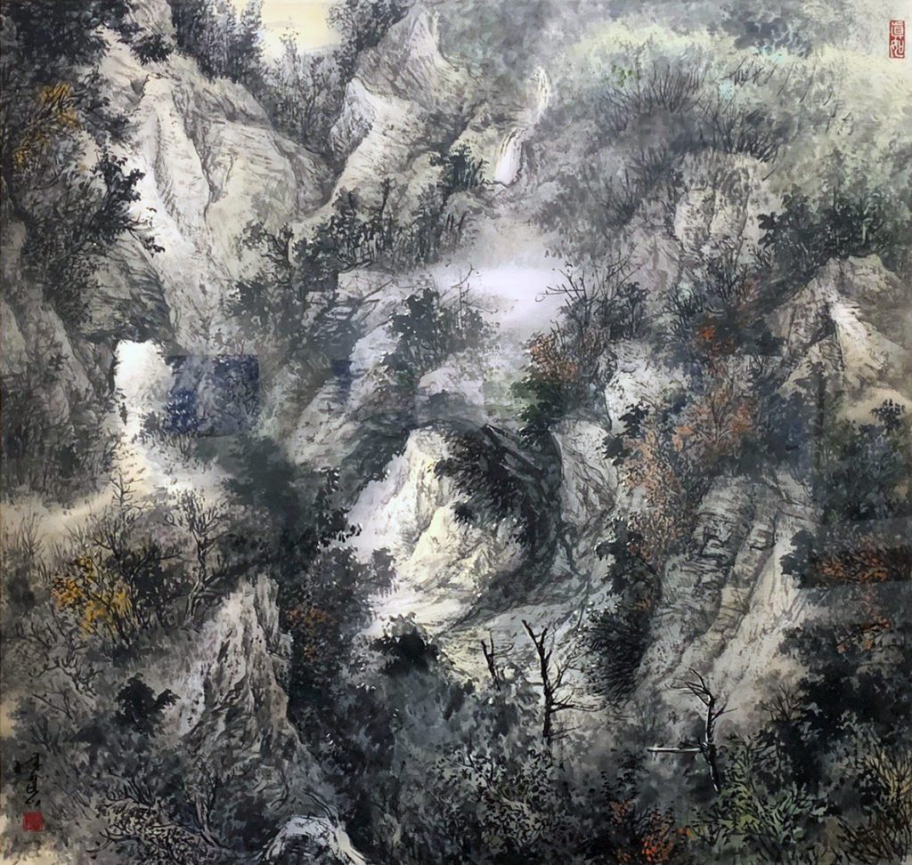 《山形步步移》同時也是藝術家林昆山「看山」個展的核心理念。〈文化局提供〉 《山形步步移》同時也是藝術家林昆山「看山」個展的核心理念。〈文化局提供〉