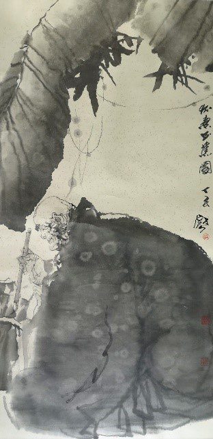 ▲ 許文厚，懷素書蕉圖，133×65cm，水墨紙本，2007。（圖/藝術家家屬提供）