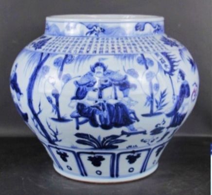宣和堂珍藏的「周亞夫屯兵細柳營罐」，同款目前也由大阪東洋陶瓷美術館典藏中。（圖/曾國良 提供）