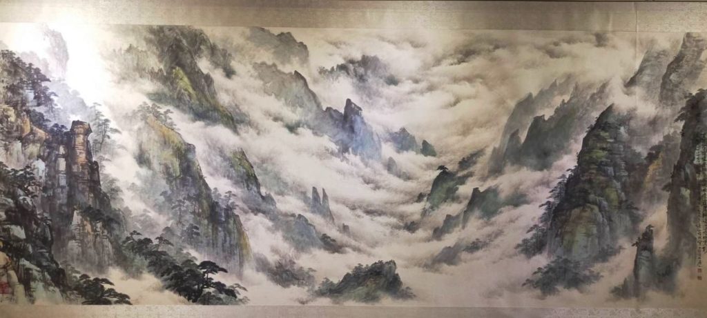 大山大水，雲海深壑，都能見諸羅振賢筆觸的豐沛感情與疊重詩意。（記者 辛澎祥/攝）