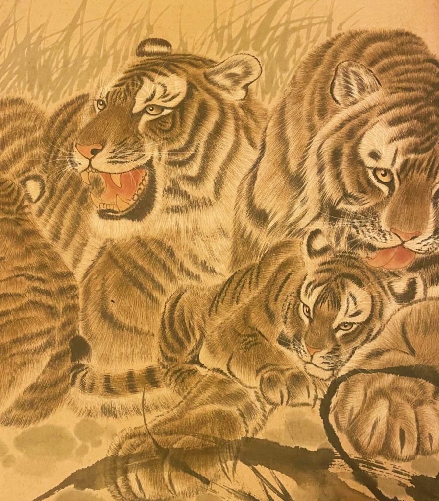 何香凝的虎畫，呈現細膩水墨描繪的技藝，虎獸型態更具深邃面貌。（圖/曾國良 典藏提供）