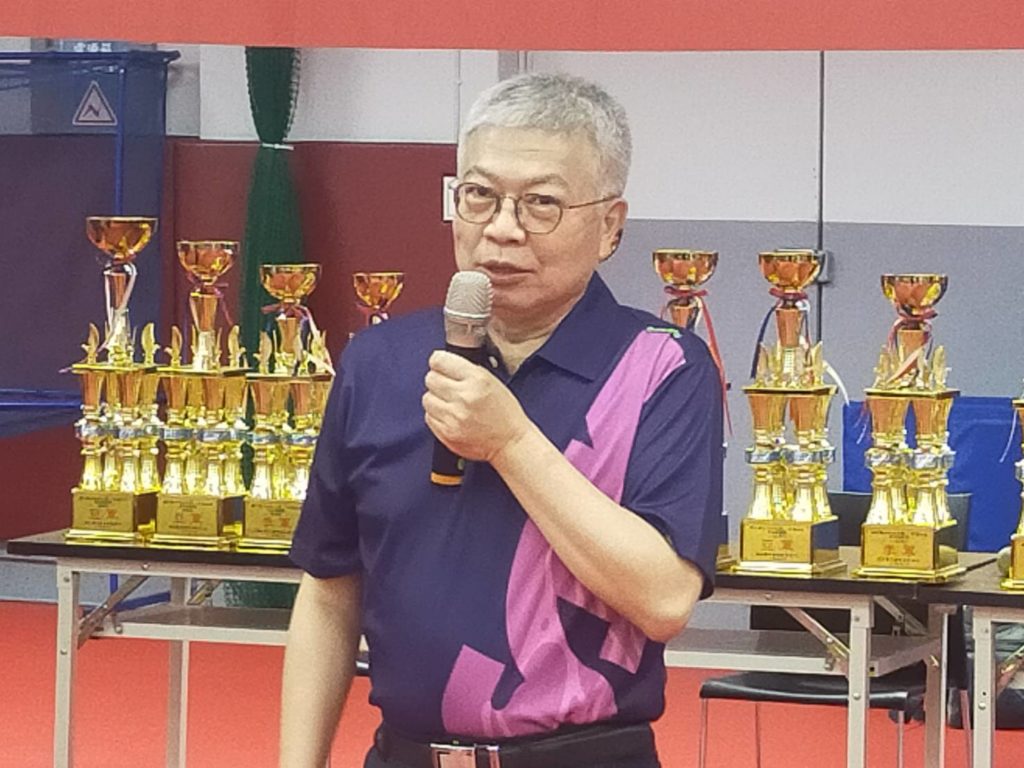 北科大校長王錫福對億光盃桌球賽的舉辦，深感極具正面意義。（記者 辛澎祥/攝