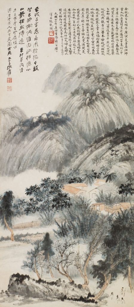 ▲張大千作品「陽明山境橘園訪」，適足彰顯出細膩的彩墨描繪丰采獨到之處。（圖/張炳煌 提供）