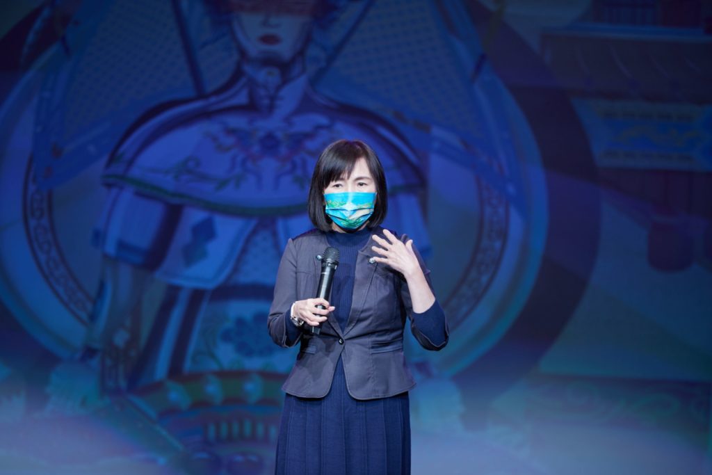 ▲傳藝中心主任陳悅宜表達對本屆臺灣戲曲藝術節的多元內容節目呈現的期待。(記者 辛澎祥/攝)