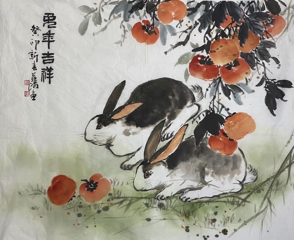 ▲林菲滿老師的畫的兔子，讓作品充塞圓滿的年意。（圖/林菲滿 提供）