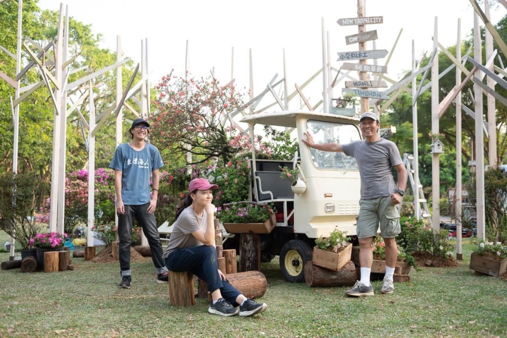 ▲大安森林公園的移動式花車。（圖/新北市農業局 提供）