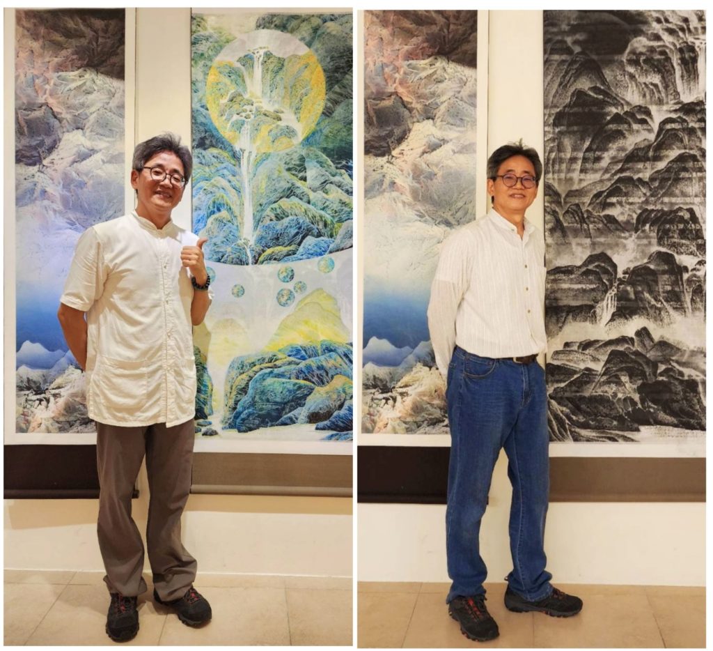 ▲以現代水墨創作見長的劉振富老師,展出作品備受業界肯定。(圖/詹佳綺 攝)